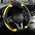 Binsheo Microfiber Leather Steering Wheel Cover Large for Ford F150 F250 F350 RAM 4Runner Tacoma Tundra Range Rover Model X Model S, Breathable, Anti Slip, 15.5 inch to 16 inch, Black with Yellow