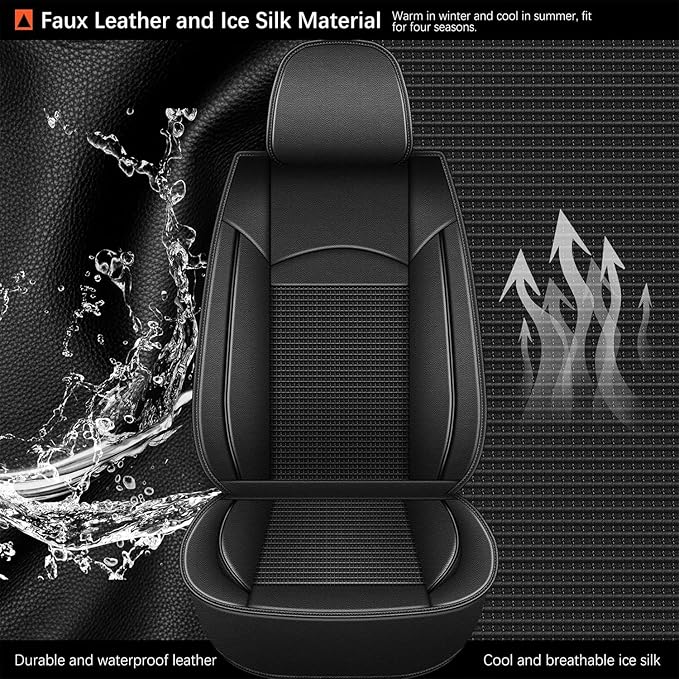 DISUTOGO Front Seat Covers Fit for Nissan Maxima 2011-2023 Waterproof Faux Leather Automotive Cushion Protector Car seat Covers Compatible Airbag(2 Seats, Black)