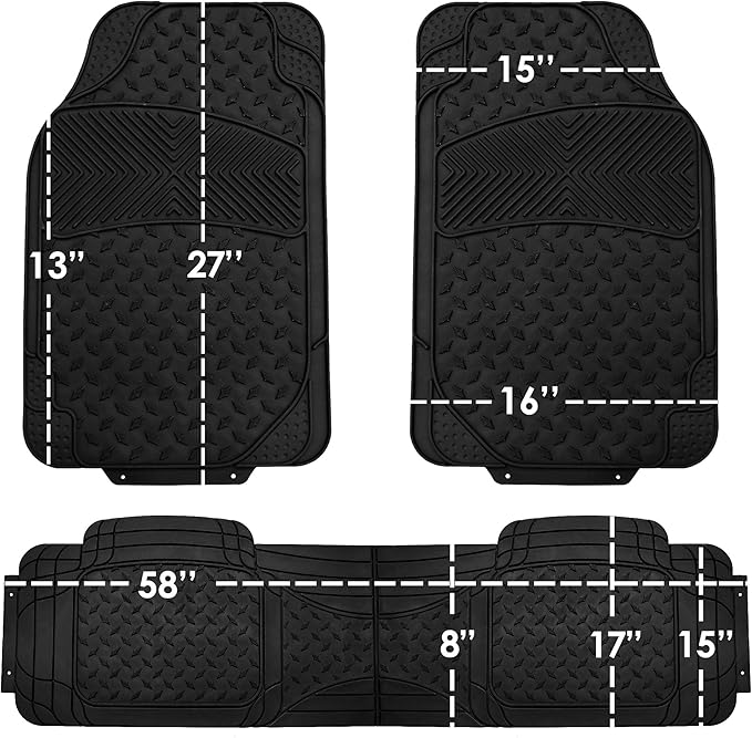 FH Group Car Floor Mats - Heavy-Duty Rubber Floor Mats for Cars, Universal Fit Full Set, Trimmable Automotive Floor Mats, ClimaProof Floor Mats For Most Sedan, SUV, Truck Floor Mats Black
