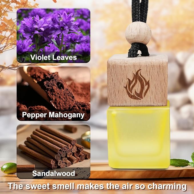 Car Air Freshener Hanging 2 Pack, Teakwood & Cashmere Fragrance Essential Oil Diffuser, Long Lasting Car Scent, Car Accessories for Women Men