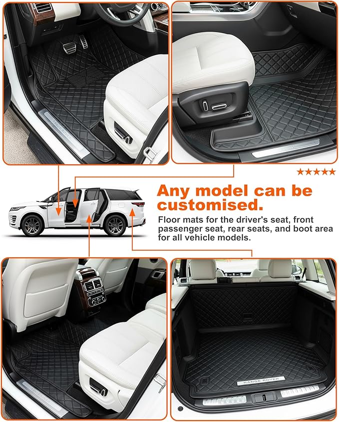 All-Weather car Floor MATS-Suitable for 99% of car Models,Leather car mat, offering Personalized Embroidery and Multiple Color Options,Provide Protection for car Rug (Red)