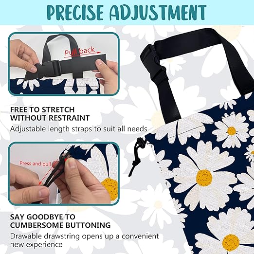 KXWQTRDD Car Trash Bag Chamomile Flower Hanging Drawstring Car Organizer and Storage Bag with Adjustable Buckle Canvas Garbage Bin for Back Seat or Hanging Headrest Car Decor Road Trip Essentials