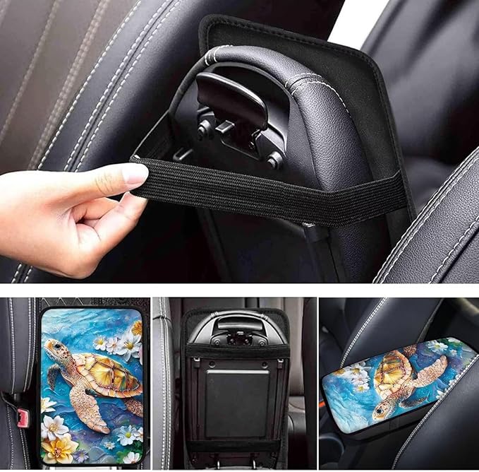 Cute Sea Turtle Car Console Covers Soft Arm Rest Cover Car Easy to Install Protect from Pet Claws Universal Cars Interior Accessories Cars Arm Rest Cover