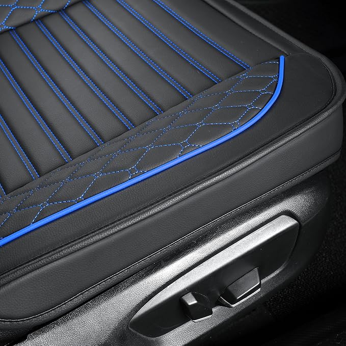Vankerful Leather Seat Covers for Cars,Car Seat Covers Front Seats Only,Automotive Seat Covers for Trucks,SUV,Leatherette,Universal Fit,Vehicles Seats Cushions(Front Pair,Black-Blue)