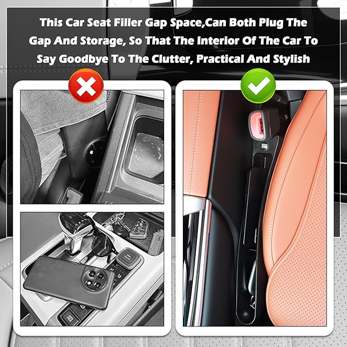 2026 New Car Seat Gap Filler Organizer,Stylish Dual Slot Car Seat Gap Organizer with US Flag Logo & Charging Ports,Universal & Flexible Console Catcher as Cars Seats Organizers
