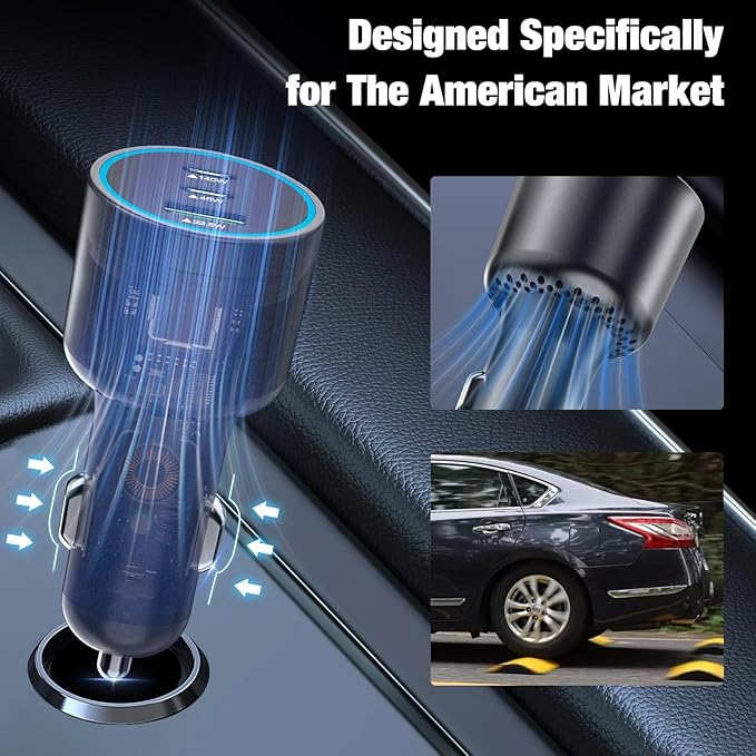 140W USB C Car Charger, Super Fast Charging for iPhone 17 Pro Max/16/MacBook Pro/Air/Samsung S25, Drone, Laptop, Starlink Mini, PD3.1&PPS 45W Type C Cigarette Lighter Adapter with a 100W E-Mark Cord