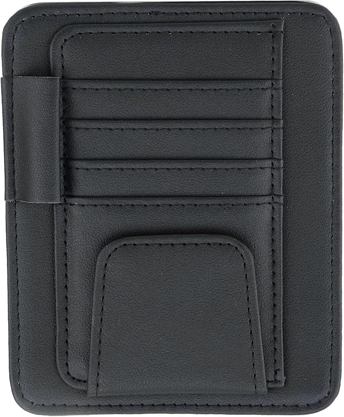 Car Sun Visor Organizer Holder with Clip, Auto Storage Pocket Sun Visor Pouch for Sunglasses, Credit Card, License Registration, Document, Pen, Key