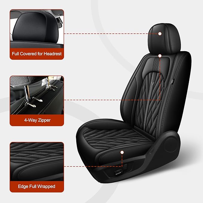 TTX LIGHTING Seat Covers Fit for Honda Civic 2003-2026 Front Seat Covers Faux Leather Car Seat Covers Breathable Waterproof Car Seat Protector (2 Seats, Black)