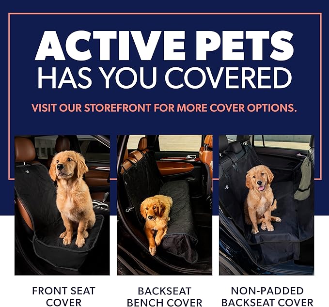 Active Pets Black XL Dog Car Hammock Back Seat Cover, Waterproof Backseat Cover Protector for Truck Bench Rear of Sedans or SUVs, Essential Pet Supplies Vacuum or Wipe Clean, Machine Washable