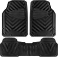 CAR PASS Rubber Car Mats, Waterproof Car Floor Mats All Weather,Car Mat Full Set 3 Piece, Automotive Floor Mat Trim to Fit for Cars Sedans SUVs Trucks, Anti-Slip Easy Clean, All Black