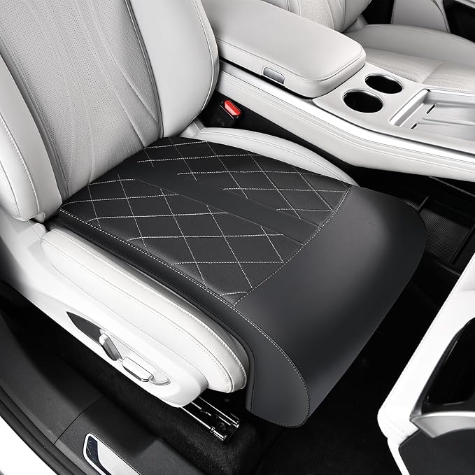 Coverado Car Seat Extender Leg Support, Leather Leg Extender Cushuin for Car Seats, Waterproof Car Seat Cushions Universal Fit for Most Vehicles (Black01)