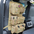 truck seat organizer and storage tactical car back seat back organizer with a Molle Vehicle Panel and 5 Different Size Molle Pouches for most models such as Jeep,SUV,Pickup (Khaki)