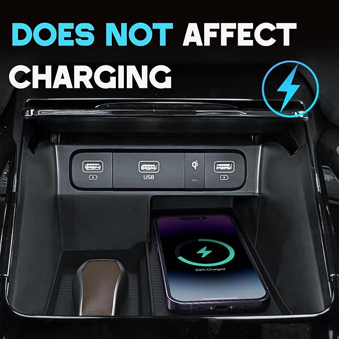 Wireless Charging Pad for Kia Sorento Accessories 2021-2023 2024 2025 2026 Center Console Wireless Charger Protective Mat Anti-Slip Cover Pad Heat Insulation Silicone Easy to Clean Interior Black