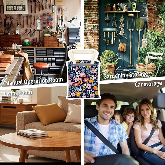 BEAKND Hanging Car Garbage Bag, Cute Car Trash Can Bag, Automotive Accessories for Women Men Cute Colorful Flower