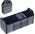 Trunk Organizer for car, Foldable Car Storage Bag Portable Insulation Cooler Bag Collapsible Vehicle Organizer Divider Storage Totes with 4 Compartment Cargo Tote for Groceries Caddy SUV, Navy Blue