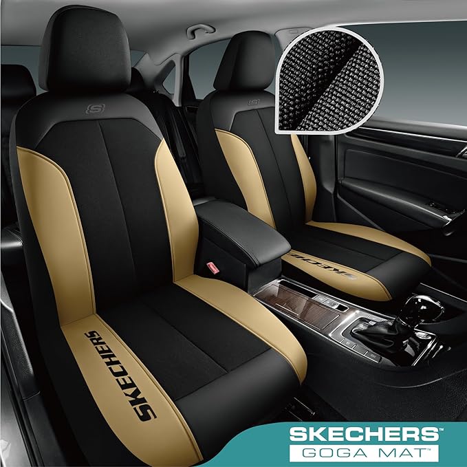 Skechers Car Seat Covers,GOGA Mat Oxford Cloth Seat Covers,Waterproof Car Seat Covers Full Sets,Automotive Universal Fit Seat Cover for Most Cars, Suvs, Trucks,Beige