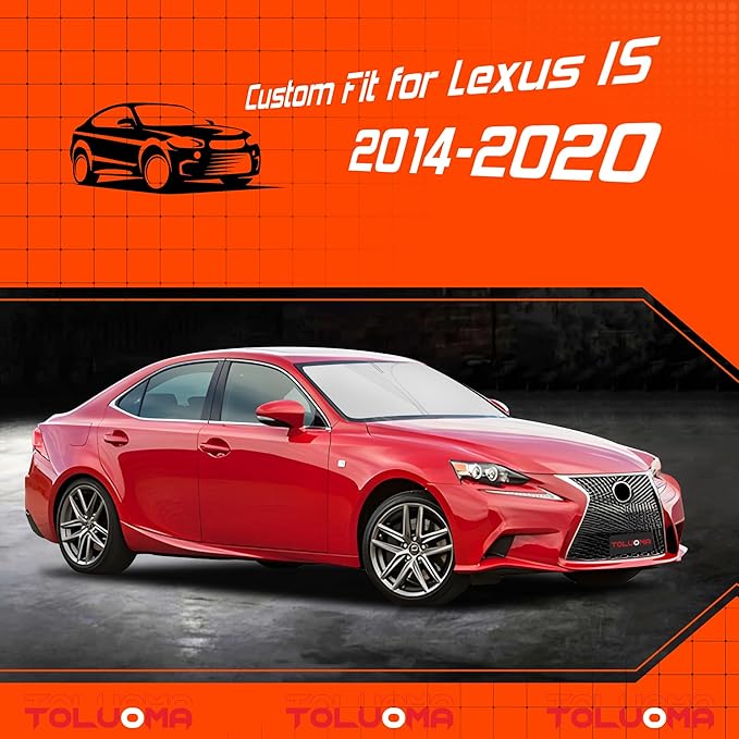 Toluoma Custom Fit Windshield Sun Shade for Le-xus is Sedan IS350 IS300 IS250 IS200t 2014-2020 - Full Coverage, 210T Reflective Fabric, Double-Layer Design - Keeps Car Cool, Easy to Install and Store