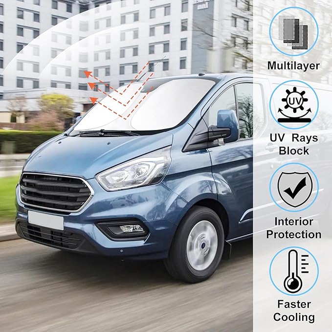 Windshield Sun Shade Custom Fit Ford Transit 2015-2024 2025 2026 Accessories Foldable Sunshade Front Window Protector Keep Your Car Cool
