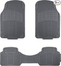 Amazon Basics Universal PVC Faux Rubber Car Floor Mats, Anti-Slip, All Weather Protection, Waterproof Flexible Trim to Fit for 95% Automotive SUV Sedans Trucks, Charcoal Pure Grey, Pack of 3