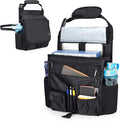 LUXJA Car Front Seat Organizer with Cover and Laptop Sleeve, Car Seat Organizer with Back Adjustable Straps, Black