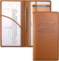 Yarnic Car Registration and Insurance Holder, Car Document Holder with Magnetic Closure, Car Organizer Vehicle Glove Box Compartment Organizer, Car Wallet Case for Men Women(Tan)
