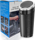 Car Trash Can Bin with Lid, Cup Holder Garbage Container Leakproof Vehicle Door Trash Bin, Mini Portable Dustbin Multipurpose Organizer for Auto Side Door Home Office (Silver)