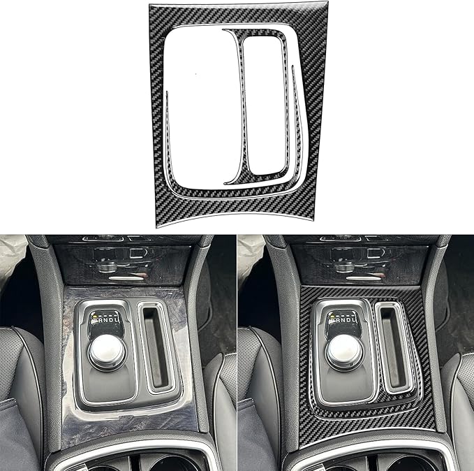 NVCNX Real Premium Carbon Fiber for Chrysler 300 Accessories 2015-2023 2016 2017 2018 2019 2020 2021 2022 S/C/Limited/Touring Car Center Console Gear Shift Panel Cover Interior Trim Sticker Decal 3PCs