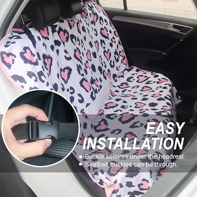 nbnhxnff Sweat Towel Car Seat Cover Protector Rear Seats for Gym Workout, Running, Swimming, Beach and Hiking, Waterproof Universal Seat Cover for Car, Trucks, Van & SUV (Love Spot, 1pcs Rear Seat)