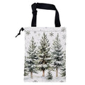 KXWQTRDD Car Garbage Bag Watercolor Snowy Green Pine Trees Hanging Canvas Car Trash Bag Drawstring Car Back Seat Organizer for Car Back Front Seat Console with Adjustable Buckle