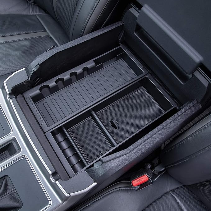 PIMCAR Compatible with Ford 2015-2020 F150, 2017-2022 F250 F350 F450, 2018-2024 Expedition Center Console Organizer Insert Tray Pallet Storage Accessories (Work Great with The Factory Tray)-One Piece