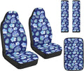 FUSURIRE 5 PCS Tropical Palm Leaf Car Accessories Set-PU Front Seat Covers, Seat Belt Covers & Center Armrest Pad Universal Fit Car SUV Truck Van