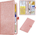 TILDOSAC Car Registration & Insurance Card Holder Leather Auto Glove Box Organizer Document Wallet with Magnetic Shut (Glitter Rose, large)