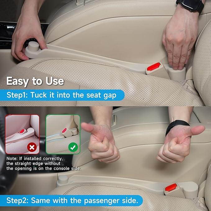 Givifive Car Seat Gap Filler Set of 2, Soft Foam Multifunctional Seat Side Gap Filler with Organizer & Hook Function, 3in1 Gap Stopper Universal Fit Car SUV Truck Fill The Gap Between Seat & Console