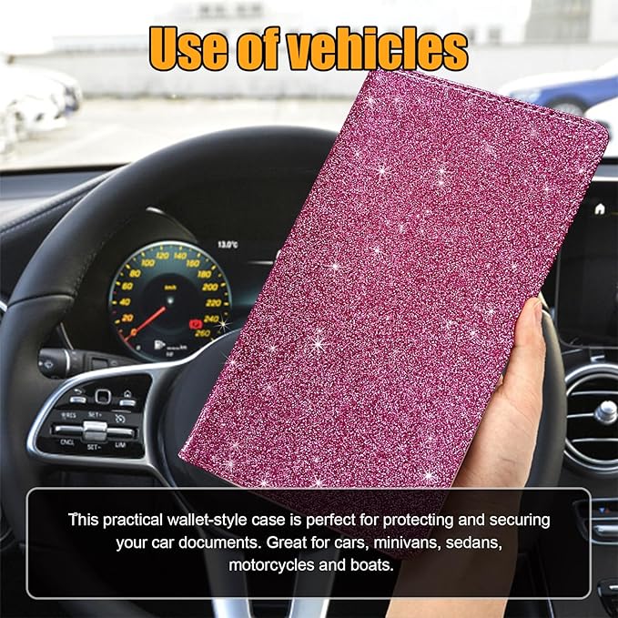 Kewucn Car Registration and Insurance Holder, Leather Auto Glove Box Organizer, Vehicle Compartment Accessories Case for Cards, Driver License & Essential Documents