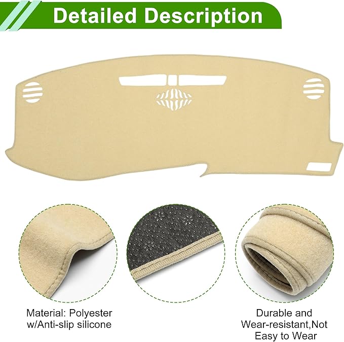 Dashboard Cover for Cadillac XT5 2016-2020 Non-Slip Interior Dash Cover Mat Polyester Silicone
