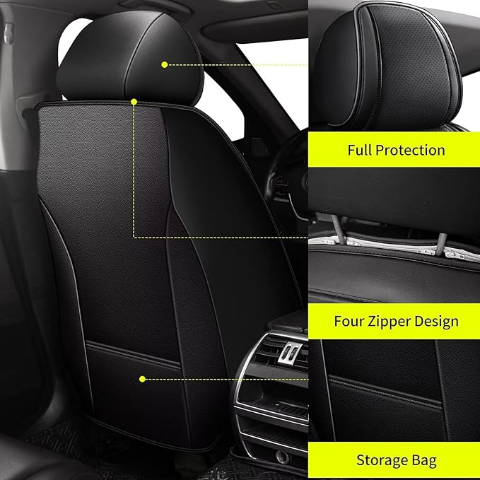 TTX Car Seat Covers Full Set Fit for Infiniti QX60 2014-2020 Breathable Leather Seat Protector with Airbag Compatible Automotive 5 Seat Cushions Cover with Beautiful Patterns (Black)