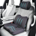 FLORICH 3 PCS Seat Cushion for Carseat Lumbar Support Pillow Car Neck Headrest Pillows Memory Foam Gel Memory Foam Massage Point Seat Pads Pressure Relief Back Cushion for Office Chair(Light Grey)