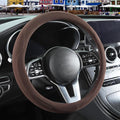 Brown Suede Steering Wheel Cover Large for Model X Model S Ford F150 F250 F350, Breathable Non-Slip Sweat-Proof Wear-Resistant, Warm in Winter and Cool in Summer, 15.5 inch to 16 inch