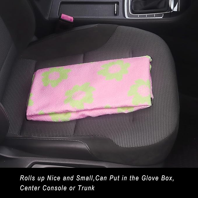 LoyaGour Car Seat Cover Protector Front Seats,for Gym Workout,Running,Swimming,Beach and Hiking,Waterproof Sweat Towel Bucket Seat Covers for Cars SUV Trucks (Flower and Pink, 1Pcs)