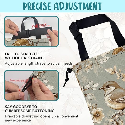 KXWQTRDD Car Garbage Bag Vintage Bird and Floral Hanging Canvas Car Trash Bag Drawstring Car Back Seat Organizer for Car Back Front Seat Console with Adjustable Buckle