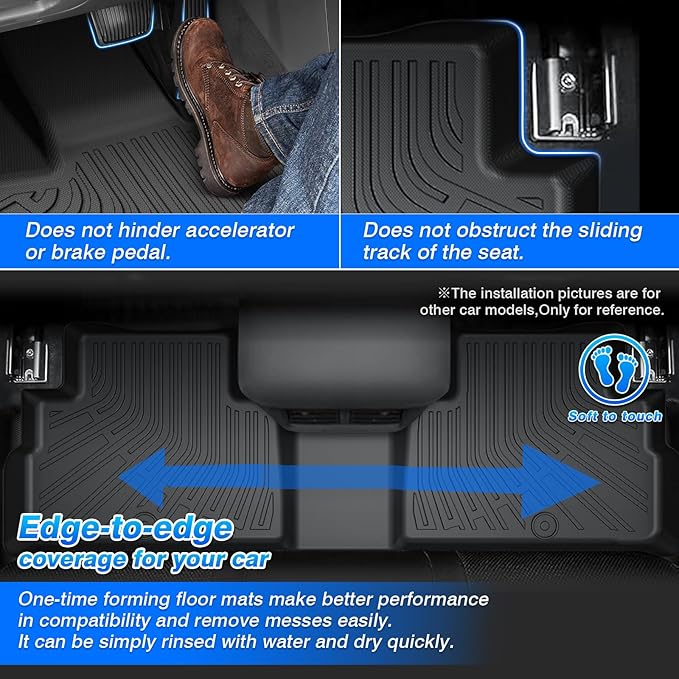 Telluride Floor Mats - Fit for Kia Telluride 2020-2025 2026 (7&8 Seats), All Weather Floor Mat & Cargo Liner w/Baclkrest for Telluride Accessories, Heavy Duty Waterproof