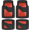 Cat® DiamondShield™ Rubber Floor Mats for Cars Trucks SUV, All Weather Protection, Front and Rear Car Mats with Heel Pad & Anti-Slip Backing, Universal Trim-to-Fit Rubber Floor Mats for Car, Red