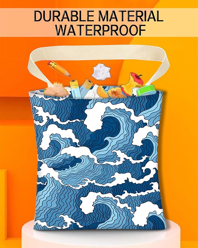 ANKVRP Car Garbage Can, Hanging Car Trash Can Bag for Back Seat Organizer, Cute Blue Sea
