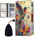 Car Registration and Insurance Card Holder for Women Men, Waterproof PU Leather Glove Box Car Organizer with Magnetic Shut, Vehicle Document Holder for Driver License,Cards, Colorful Hummingbird