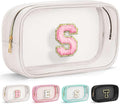 YOOLIFE Initial Birthday Gifts for Girls Kids Toiletry Bag Clear Makeup Bag Preppy Cosmetic Bag Birthday Gifts for 7 8 9 10 11 12 13 Year Old Girls Valentines Gift White S