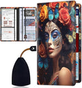 Car Document Holder with Magnetic Shut, Car Registration & Insurance Card Holder, Waterproof PU Leather Glove Box Organizer Vehicle Accessories Driver License for Women/Men, Butterfly Rose Girl