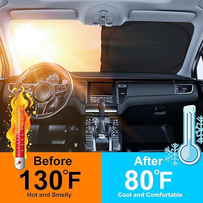 Windshield Sun Shade Custom Fit for 2018-2024 2025 Ford Expedition SUV Accessories Foldable Sunshade Sun Blocker Protect Car from Sun Rays & Heat Damage Keep Car Cooler