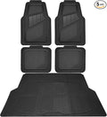 CAR PASS Heavy Duty Rubber Floor Mats Gray Car Mats Full Set with Trunk Cargo Liner - Universal Waterproof Floor Mats for Car SUV Truck, Durable All Weather Automotive Liner Mats (All Black)