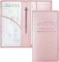 Yarnic Car Registration and Insurance Holder, Pu Leather Car Registration and Insurance Card Holder Car Document Holder for Cards, Essential Document, Driver License (Pink)