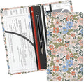 ADUQLZUX Leather Car Registration and Insurance Card Holder, Cute Car Accessories Vehicle Glove Box Car Organizer for Documents, Cards, License Vintage Colorful Floral